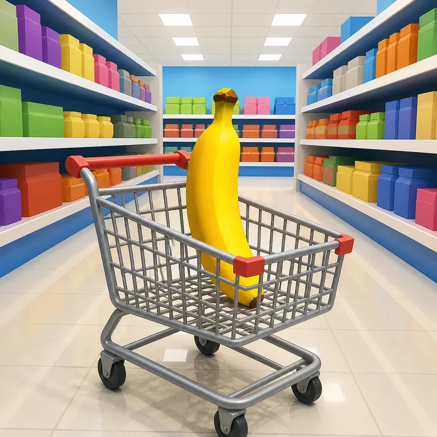 The banana in a shopping trolley